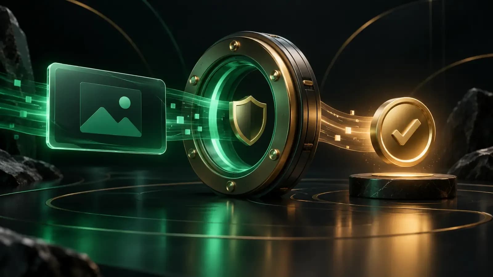 Digital asset passing through secure escrow to a completed payout