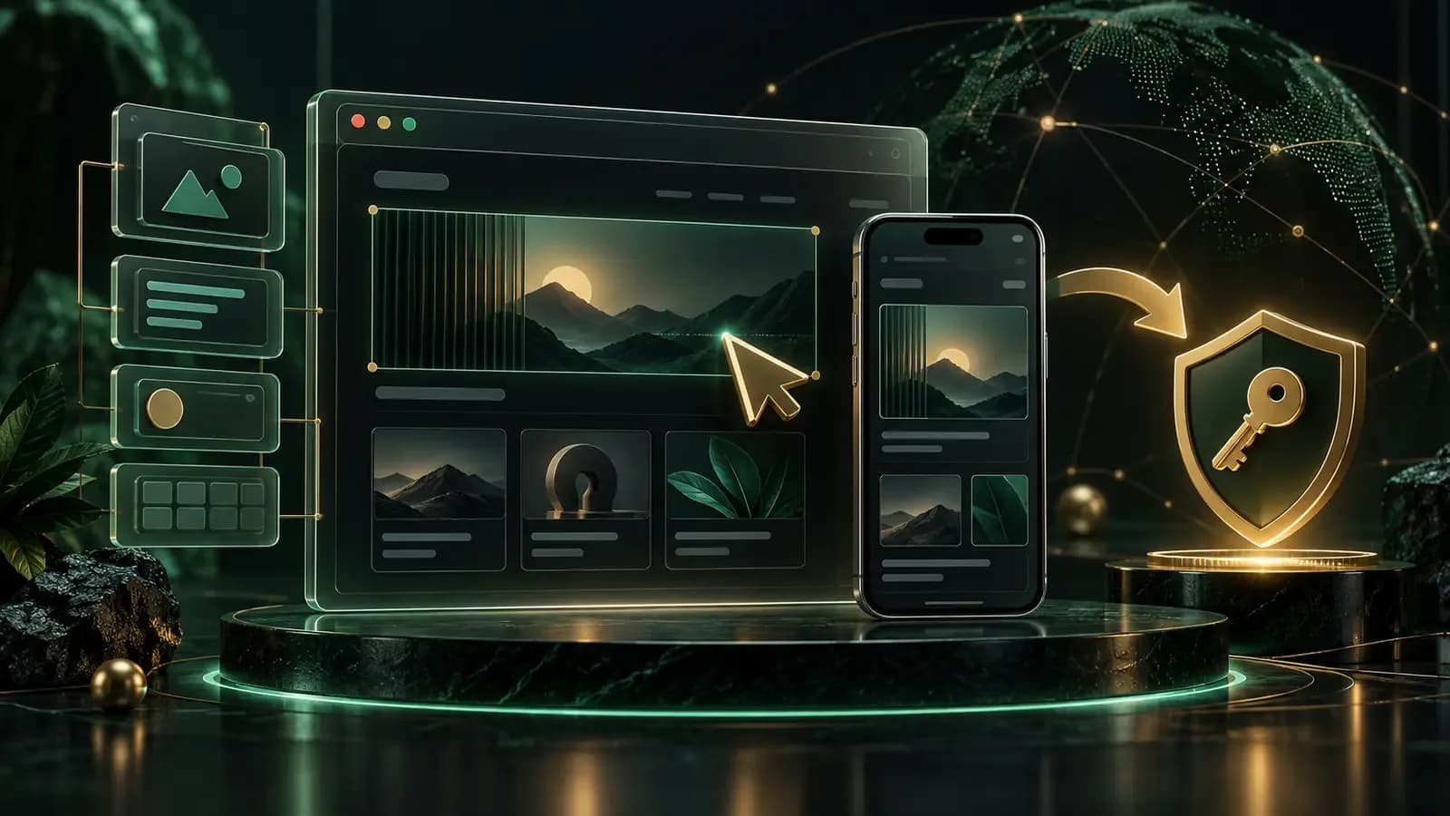 Responsive website design and secure digital ownership transfer