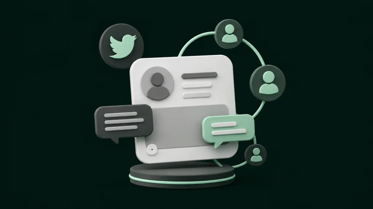 Illustration of a social account, audience analytics and a secure account transfer
