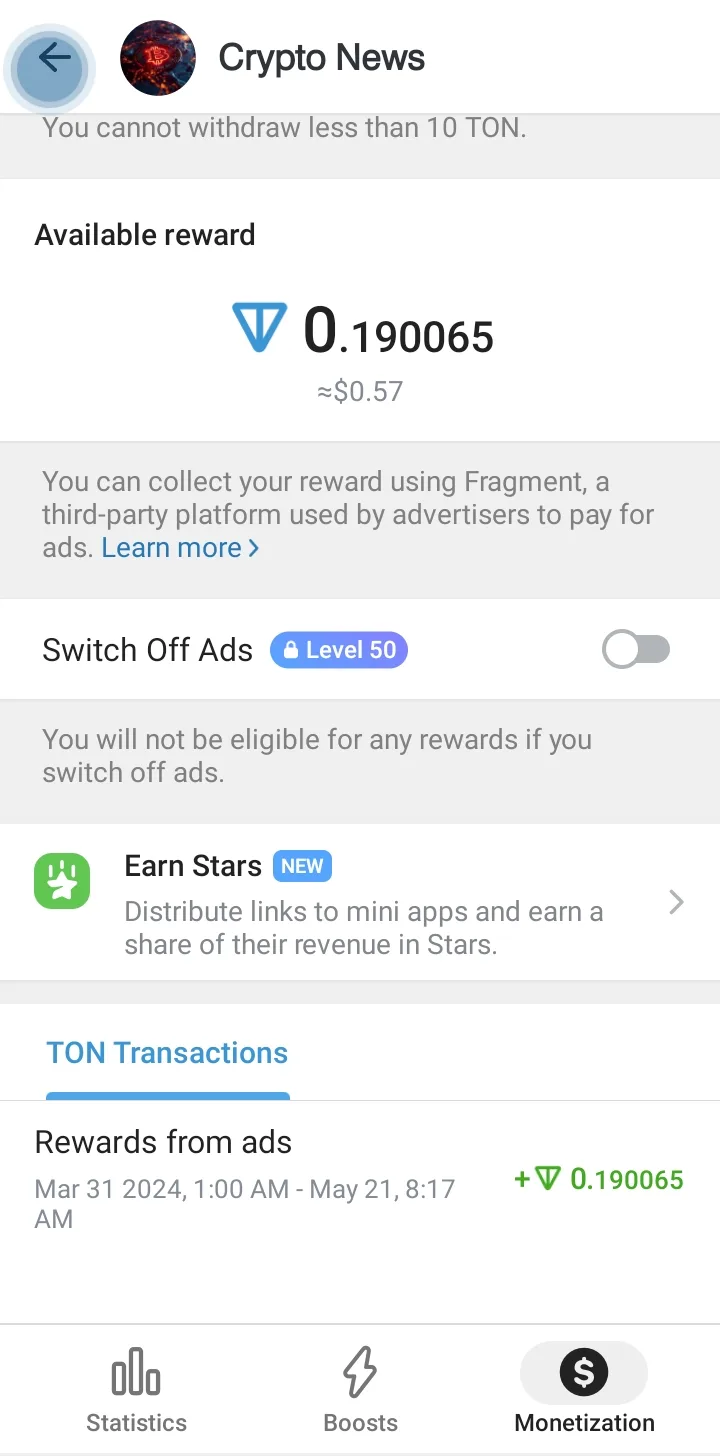 Seller-supplied Telegram screenshot for the Crypto News channel