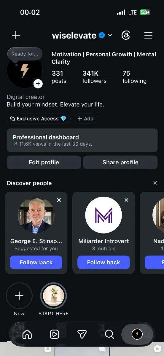 341K Organic Instagram Account | Verified | Motivation & Personal Growth | 1 Year Inactive — screenshot 1