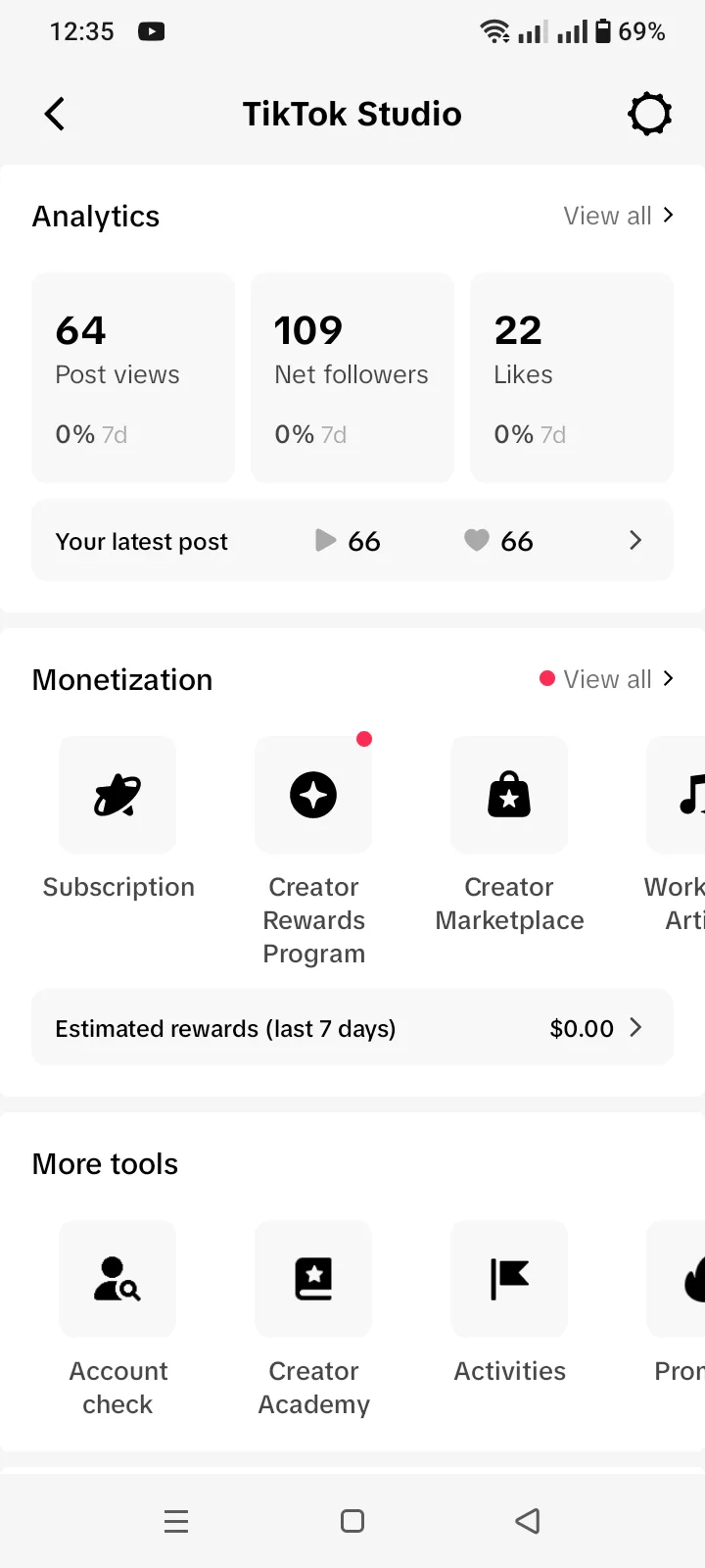 Seller-supplied TikTok account screenshot for carter.baxter.001 (4 of 6)