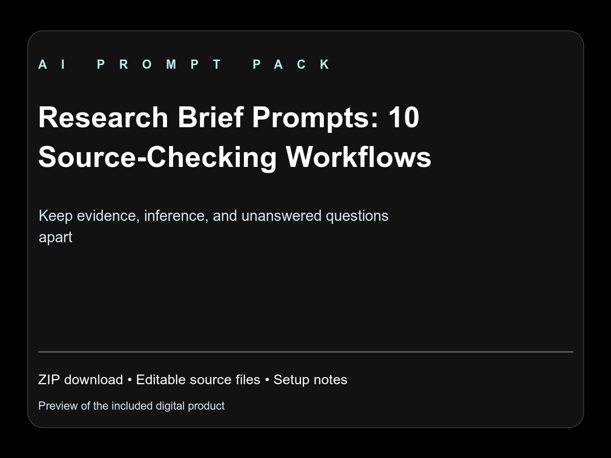 Research Brief Prompts: 10 Source-Checking Workflows — screenshot 1