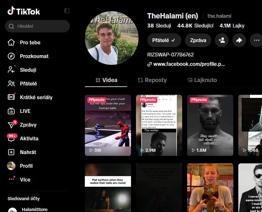 44.8K Active TikTok Meme Page | 4.1M Likes | English Content, screenshot