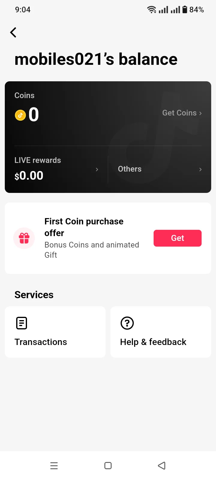 Seller-supplied TikTok account screenshot for mobiles021 (3 of 4)