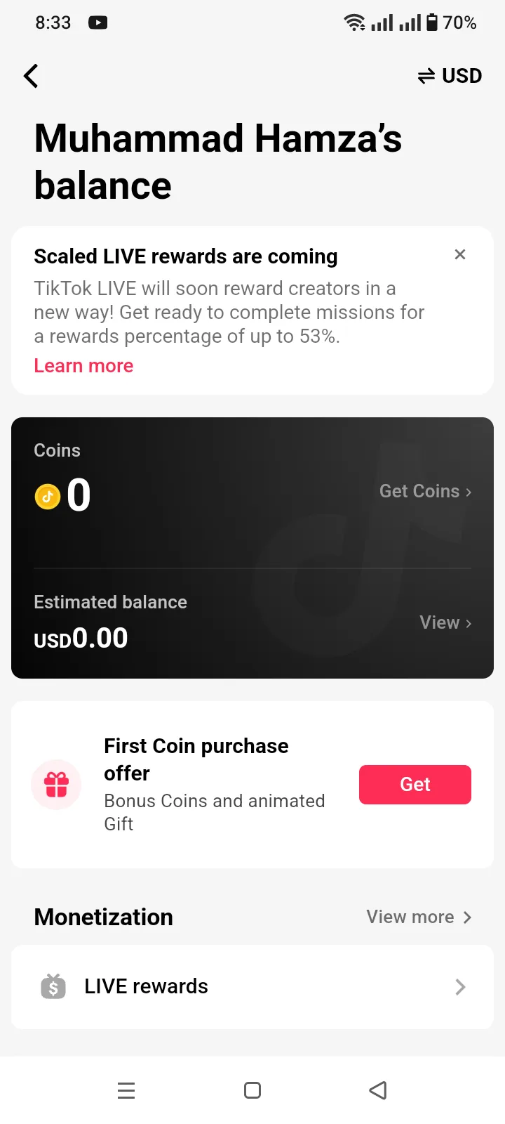 Seller-supplied TikTok account screenshot for Muhammad Hamza (6 of 6)