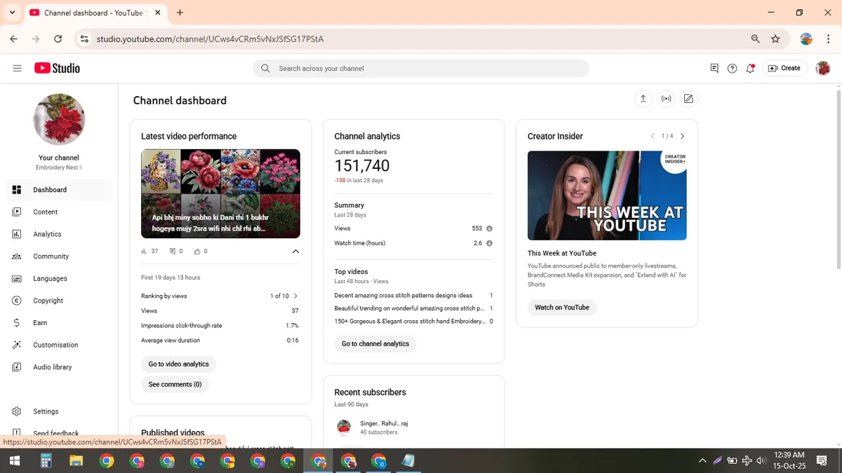 Embroidery Nest: Reviews & How-To YouTube Channel (149K) — screenshot 1