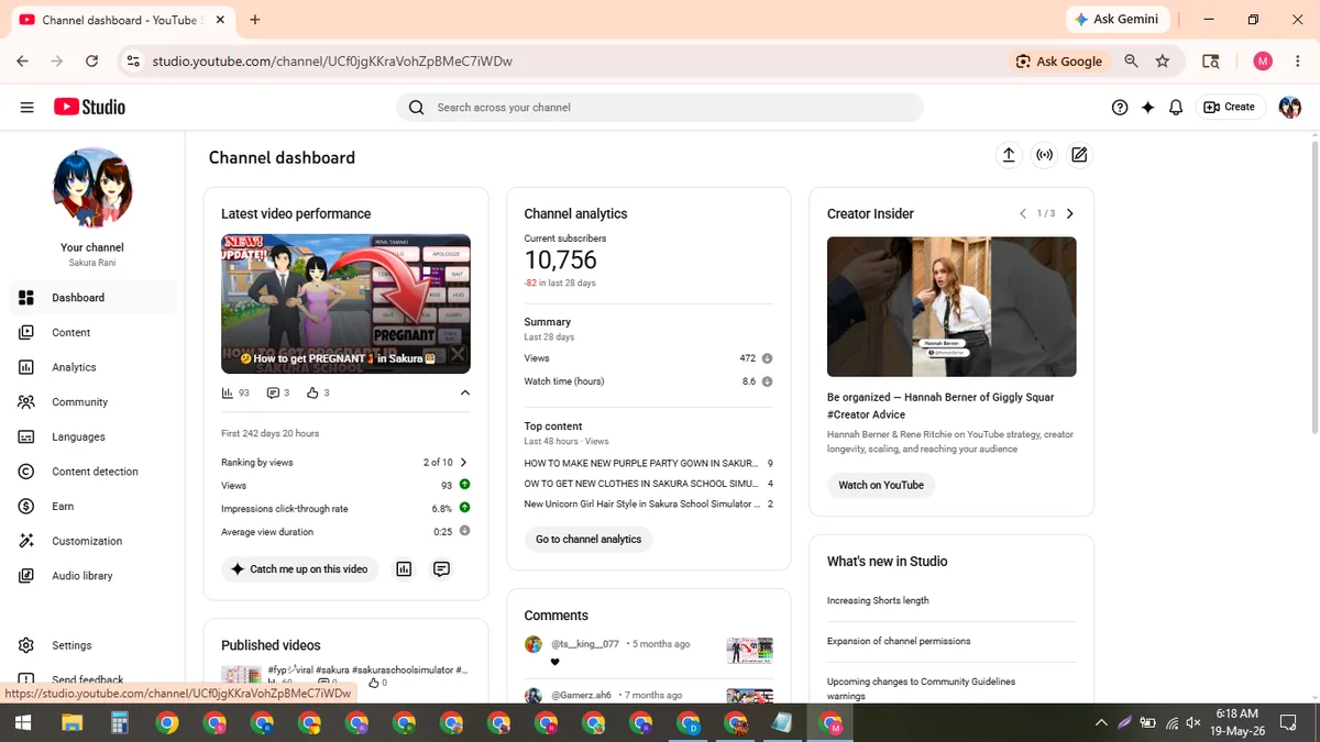 Sakura Rani: Games YouTube Channel (10.5K) — screenshot 4