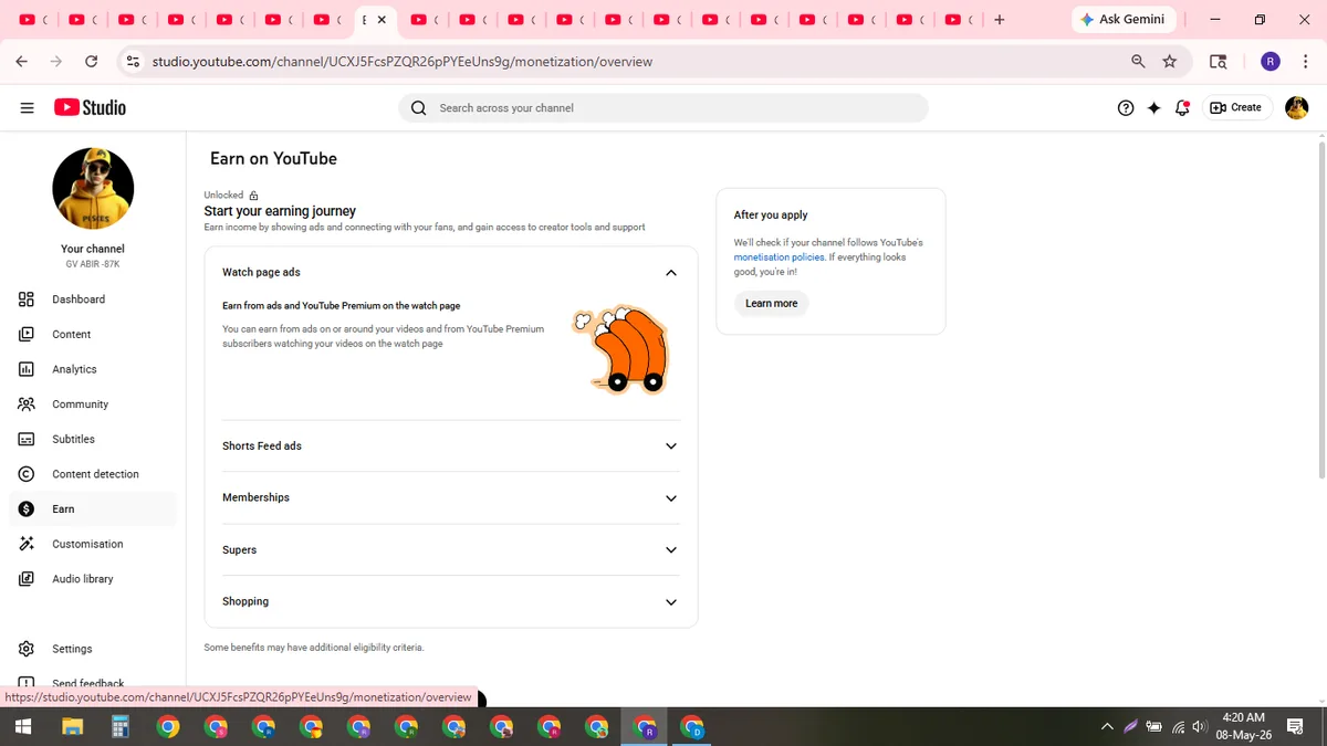 GV ABIR -87K: YouTube Shorts & Facebook Reels Channel (253K) — screenshot 1