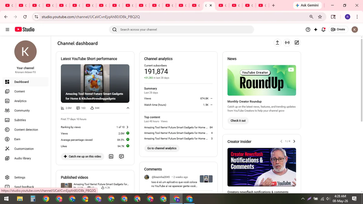 Krisnani Akbeer FX: YouTube Channel (187K) — screenshot 2