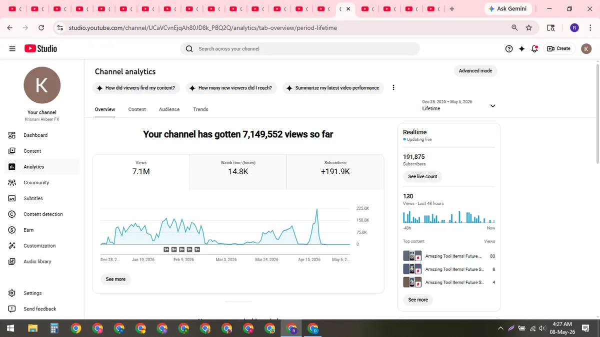 Krisnani Akbeer FX: YouTube Channel (187K) — screenshot 5