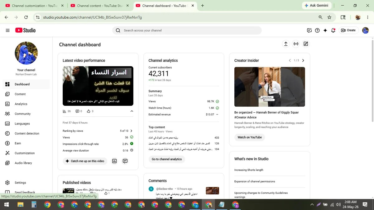 Norhan Dream Lab: Monetized YouTube Channel (42.9K) — screenshot 1