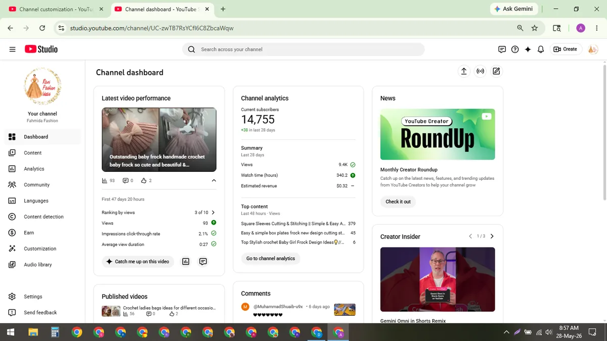 Fahmida Fashion: Monetized YouTube Channel (14.7K) — screenshot 1