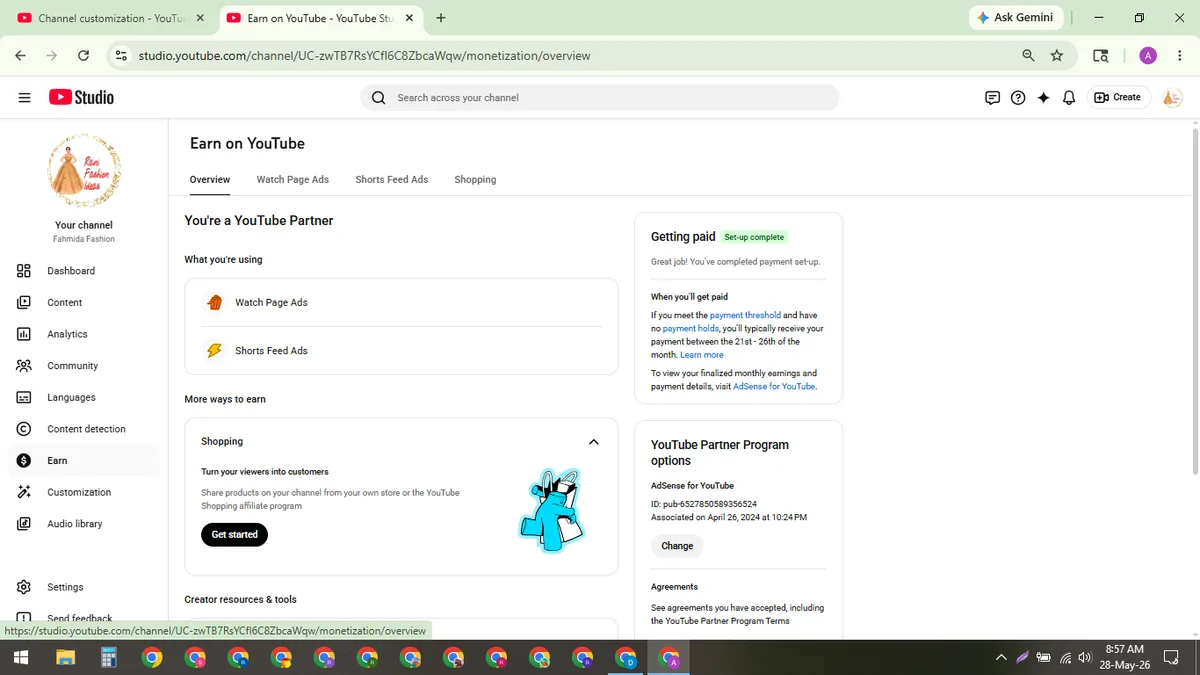 Fahmida Fashion: Monetized YouTube Channel (14.7K) — screenshot 2