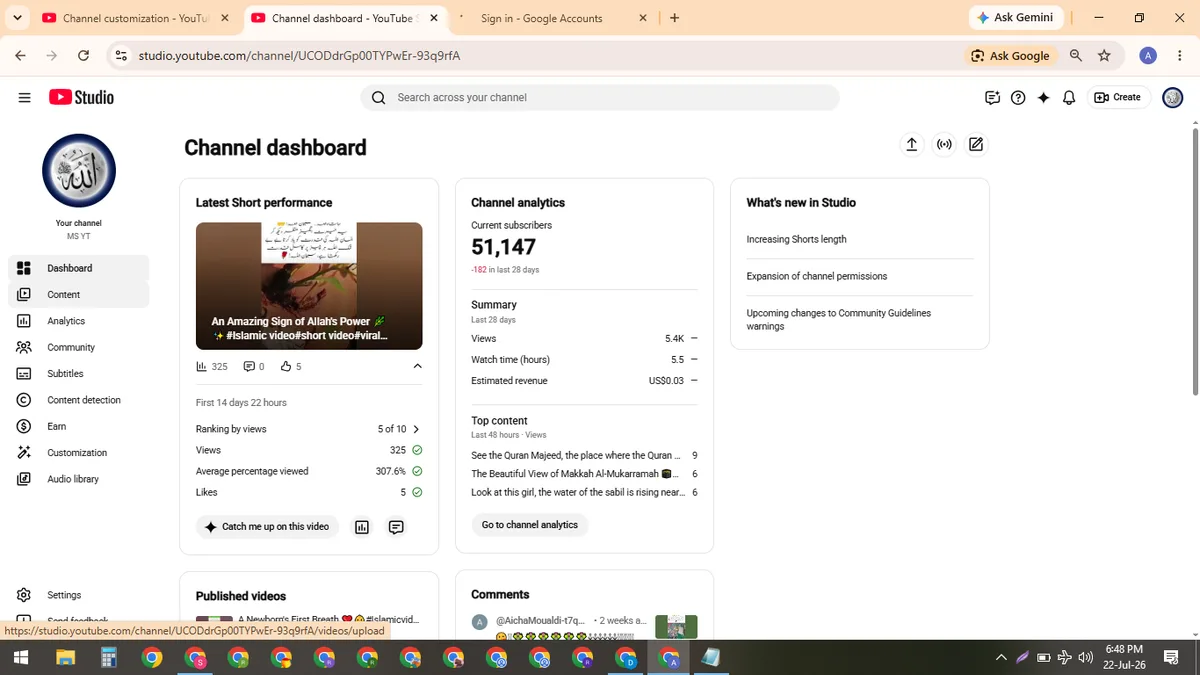 MS YT: Monetized YouTube Channel (50.8K) — screenshot 1