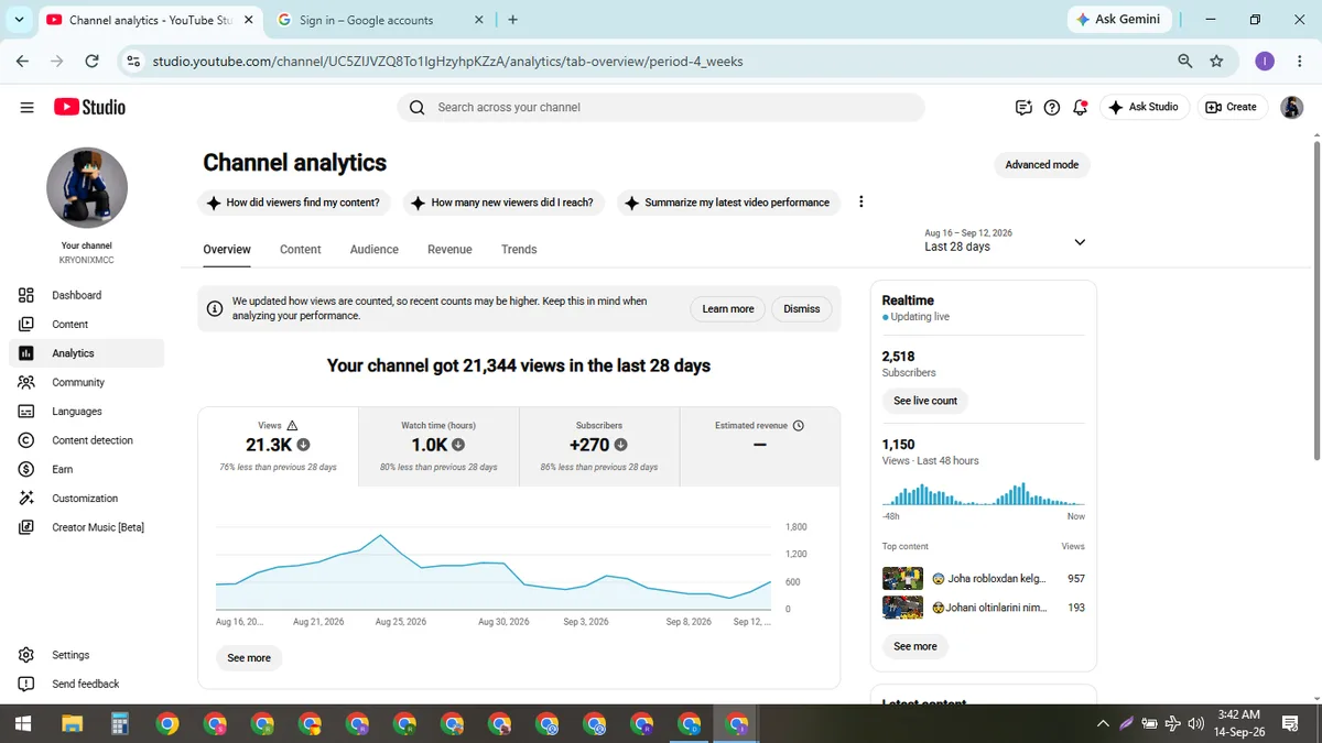 KRYONIXMCC: Monetized Games YouTube Channel (2.5K) — screenshot 3