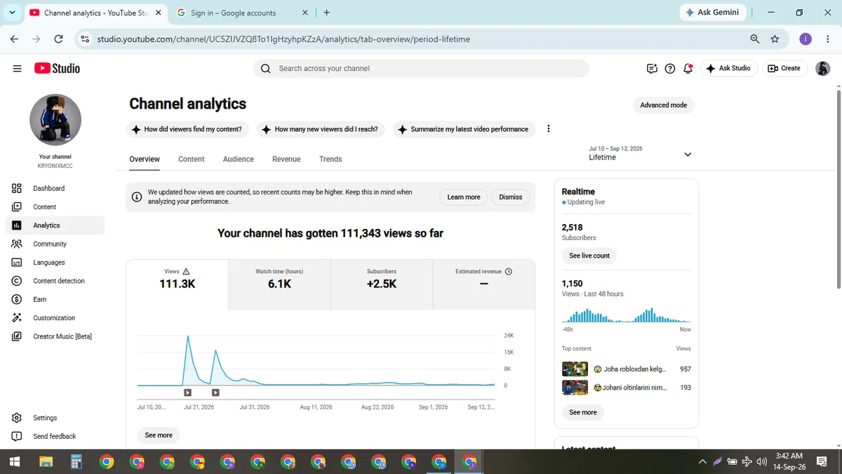 KRYONIXMCC: Monetized Games YouTube Channel (2.5K) — screenshot 4