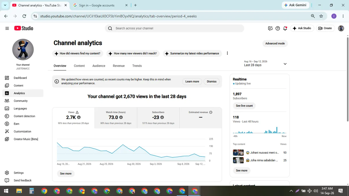 JUSTENMCC: Monetized Games YouTube Channel (1.9K) — screenshot 3
