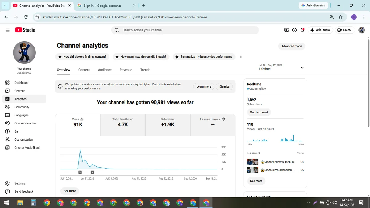 JUSTENMCC: Monetized Games YouTube Channel (1.9K) — screenshot 4