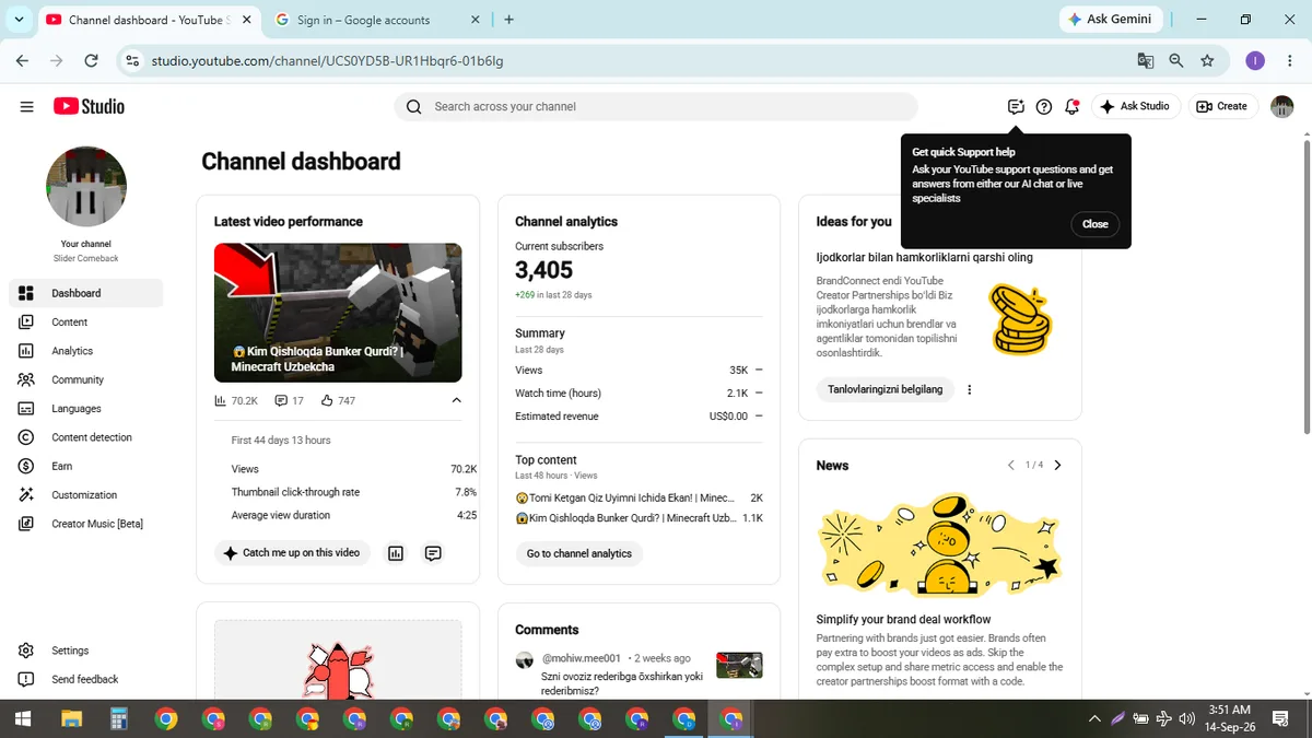 Slider Comeback: Monetized Games YouTube Channel (3.4K) — screenshot 1