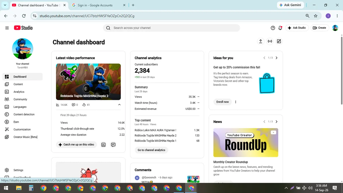 TandirRBX: Monetized Games YouTube Channel (2.4K) — screenshot 2