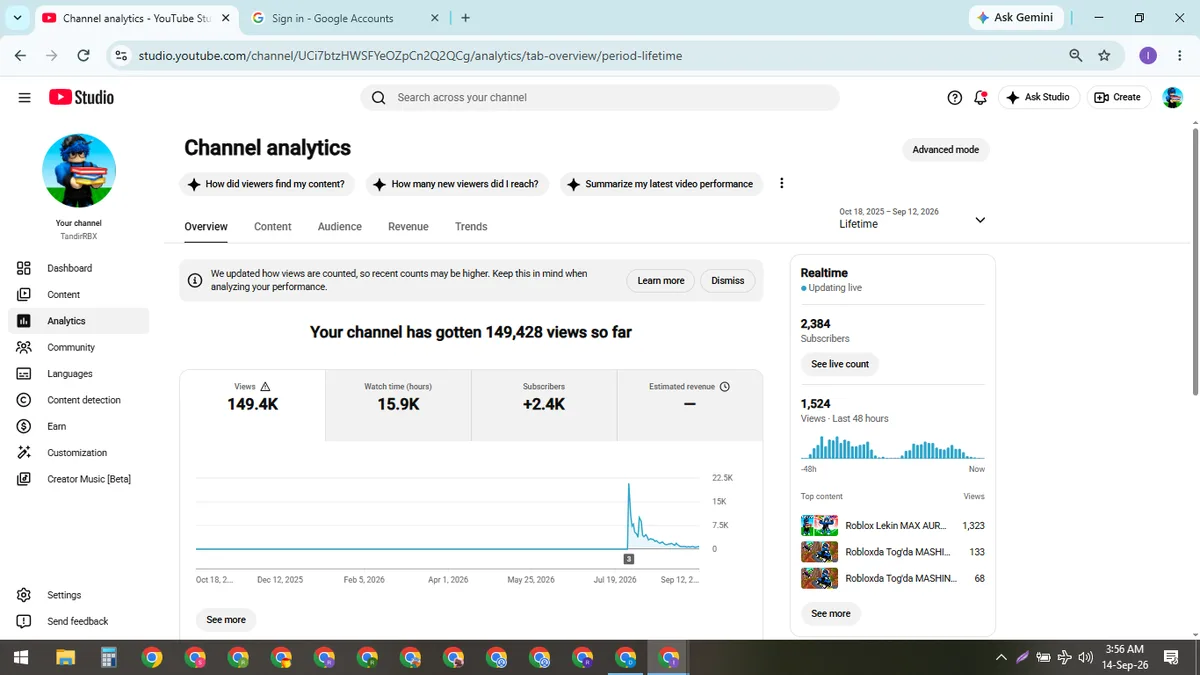 TandirRBX: Monetized Games YouTube Channel (2.4K) — screenshot 4