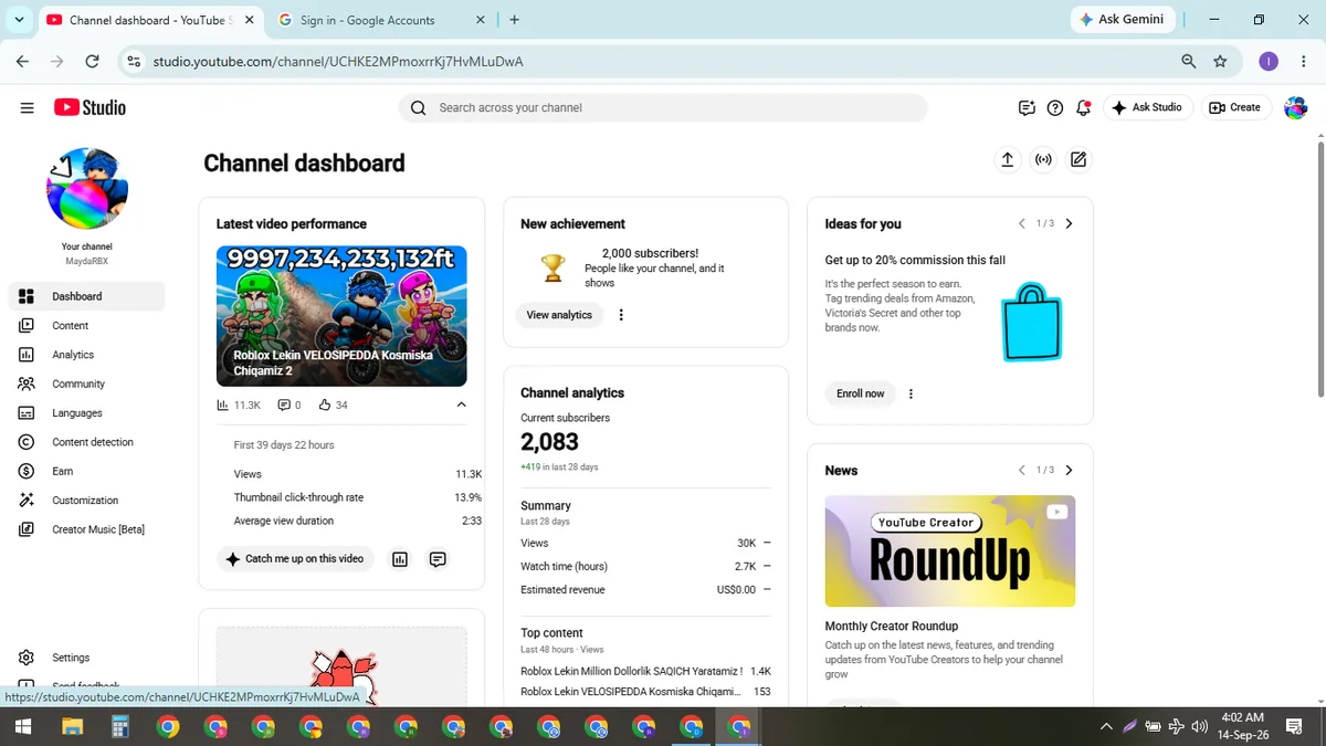 MaydaRBX: Monetized Games YouTube Channel (2.1K) — screenshot 1