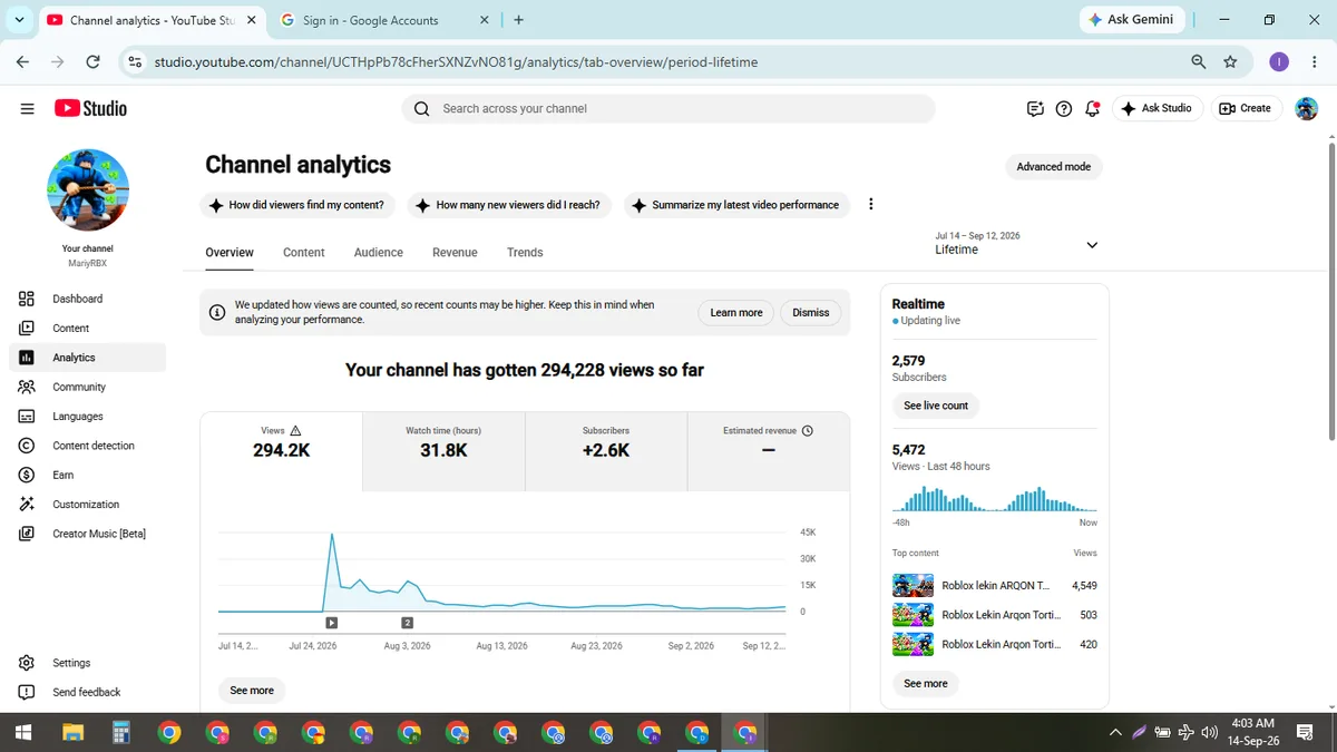 MariyRBX: Monetized Games YouTube Channel (2.6K) — screenshot 4