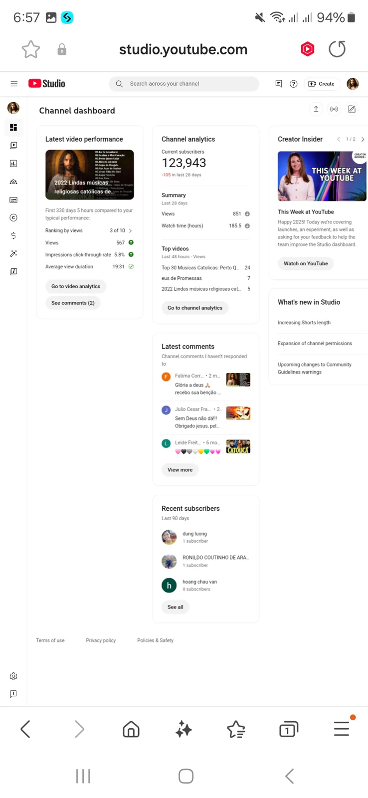 música católica carismática YouTube Channel | 122K Subscribers — screenshot 2