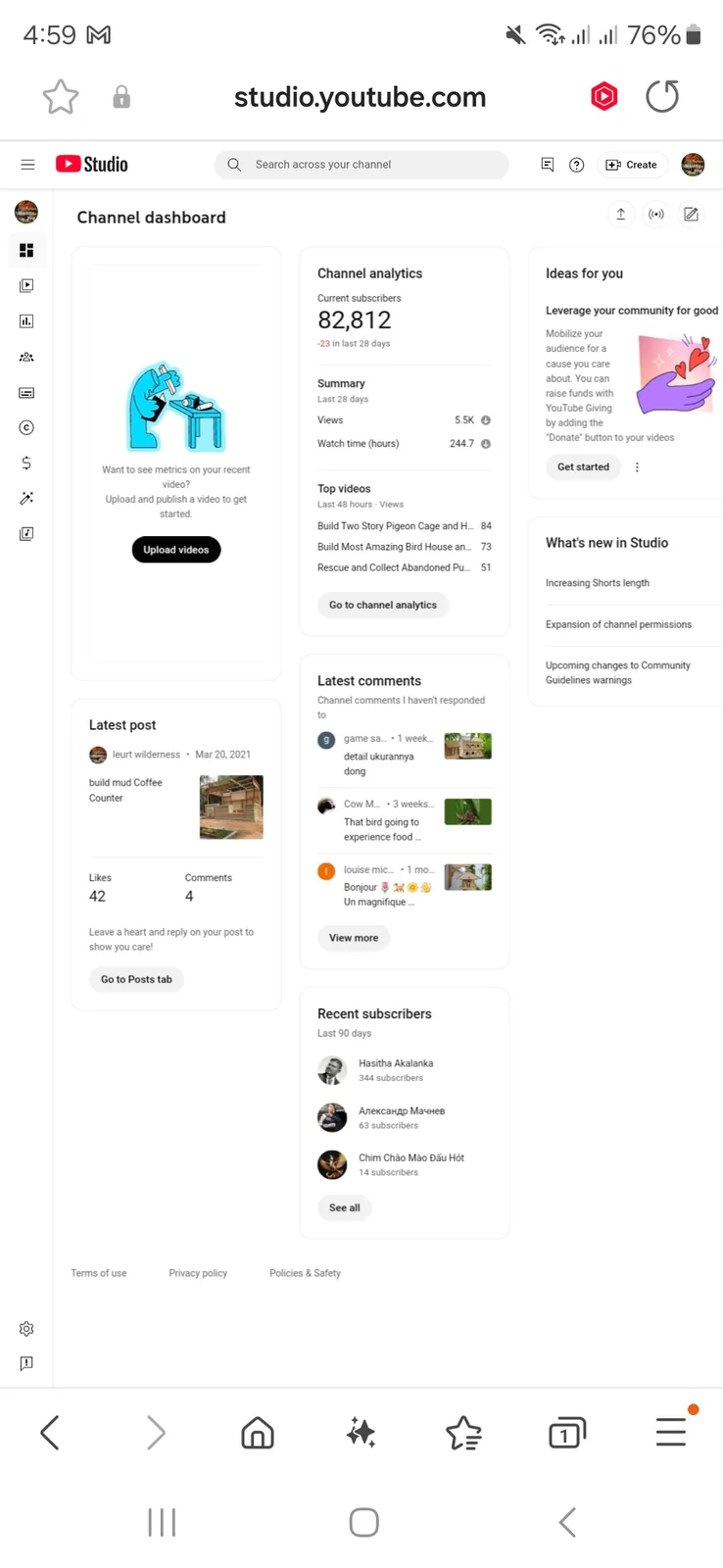 leurt wilderness YouTube Channel | 81.9K Subscribers — screenshot 2