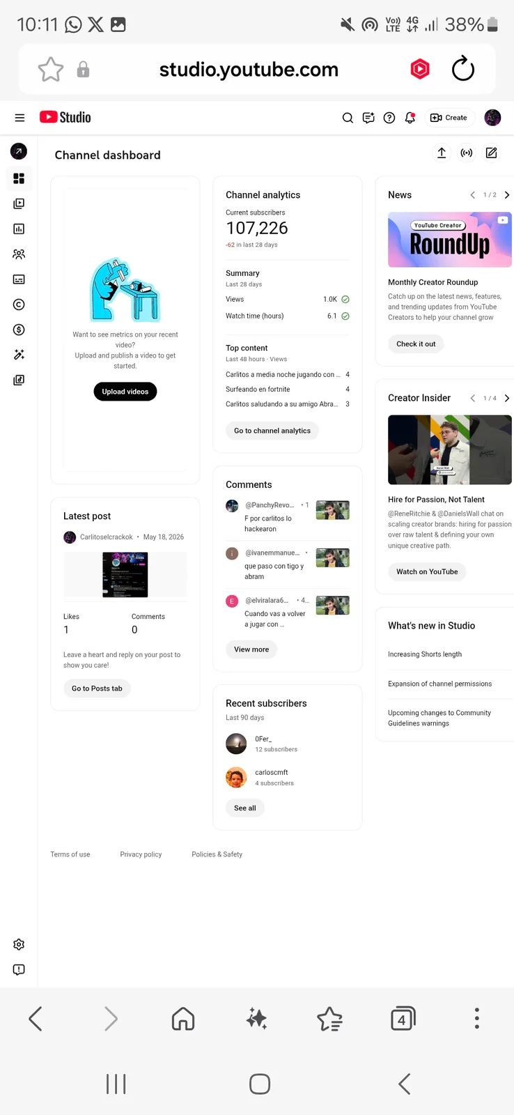 Carlitoselcrackok YouTube Channel | 107K Subscribers — screenshot 3