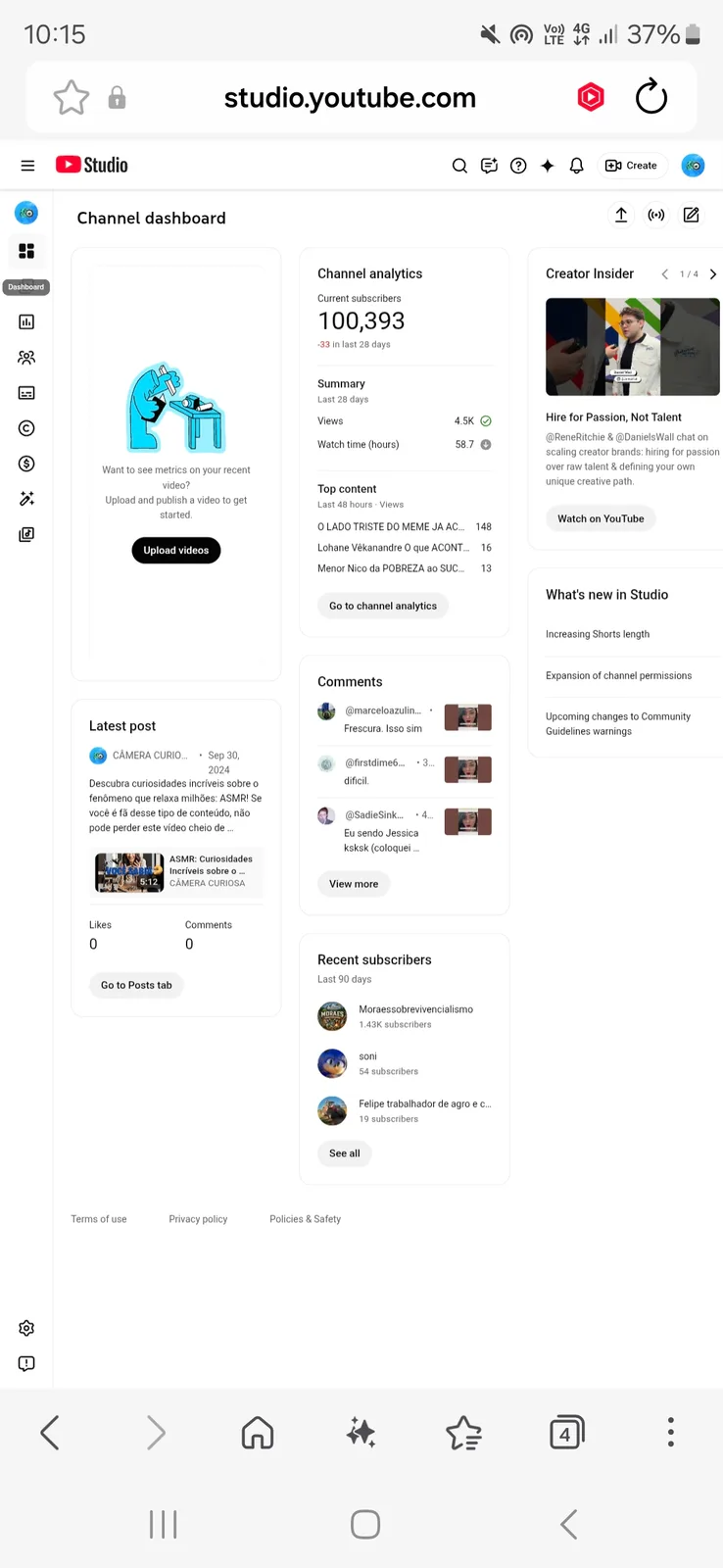CÂMERA CURIOSA YouTube Channel | 100K Subscribers — screenshot 2